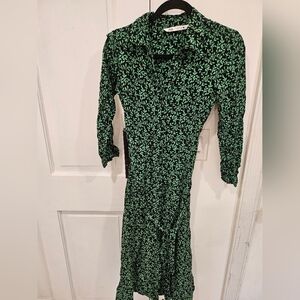 Zara green black dress